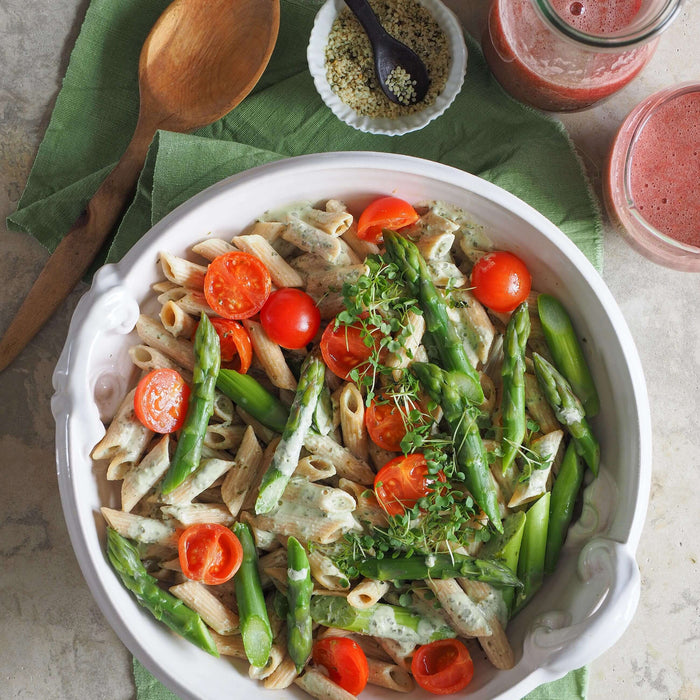 One-Pot Spargel-Pasta mit cremiger Bärlauchsoße