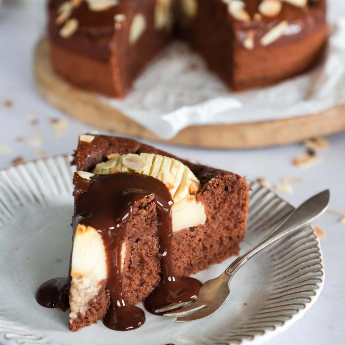 Versunkener Bratapfel-Schokokuchen