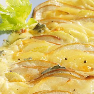 Kartoffelgratin mit Birnen