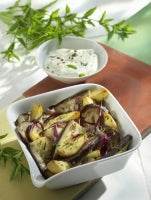 Auberginen mit Minz-Dip