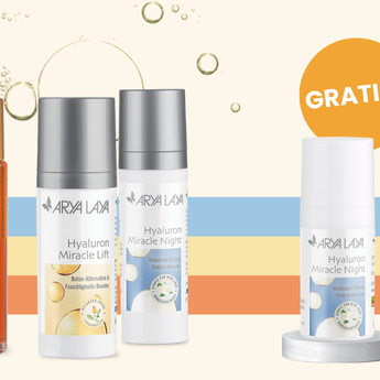Kaufen Sie vom 1. bis 14. September ARYA LAYA-Produkte im Wert ab 34,95 Euro und erhalten Sie 15 ml Hyaluron Miracle Night gratis