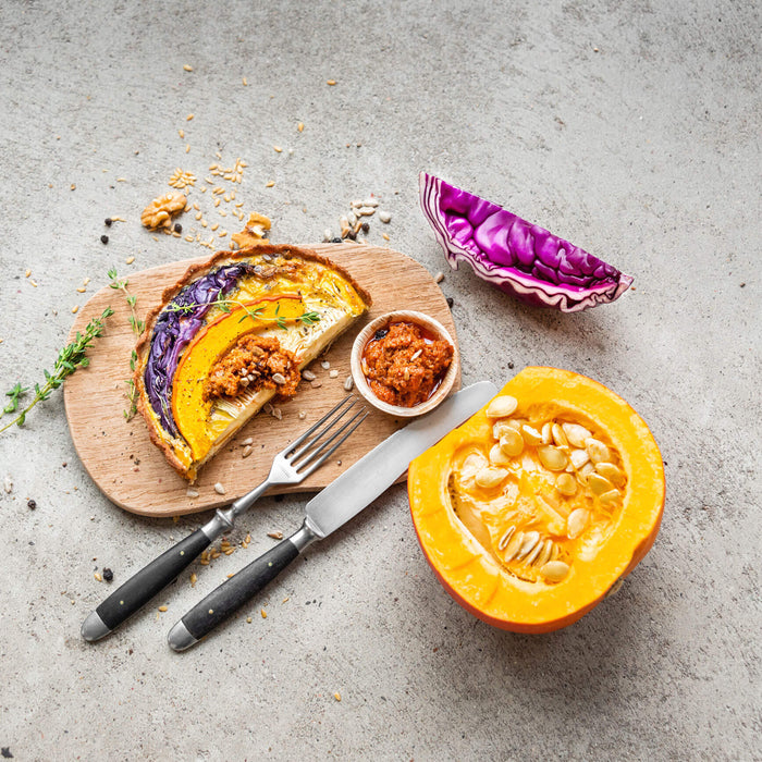 Bunte Gemüse-Quiche mit Budwig Pesto