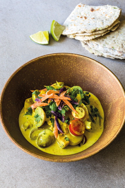 Buntes Kartoffel-Curry mit Kartoffelchapati