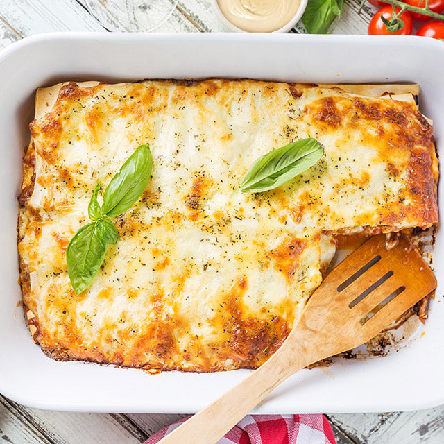 Vegane Gemüse-Lasagne mit Mandelmus-Topping
