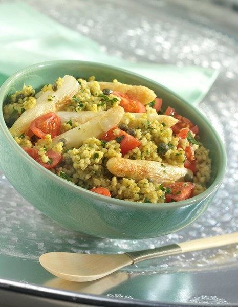 Hirsesalat mit Spargel und Kapern