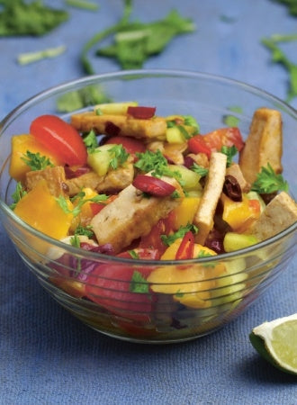 Mango-Limetten-Ceviche mit sautiertem Ingwer-Tofu