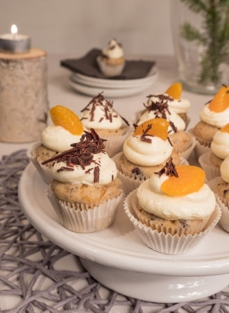 Mandarinen-Schoko-Muffins mit Frischkäse-Crèmehaube