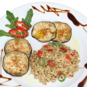 Taboulé mit gegrillten Auberginenscheiben