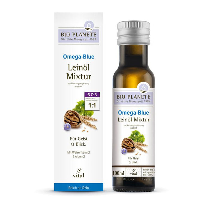 BIO PLANÈTE - Omega Blue Leinöl-Mixtur zur Nahrungsergänzung, 100ml