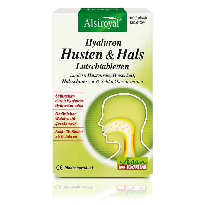 Alsiroyal - Hyaluron Husten & Hals Lutschtabletten, 60 Tabl.