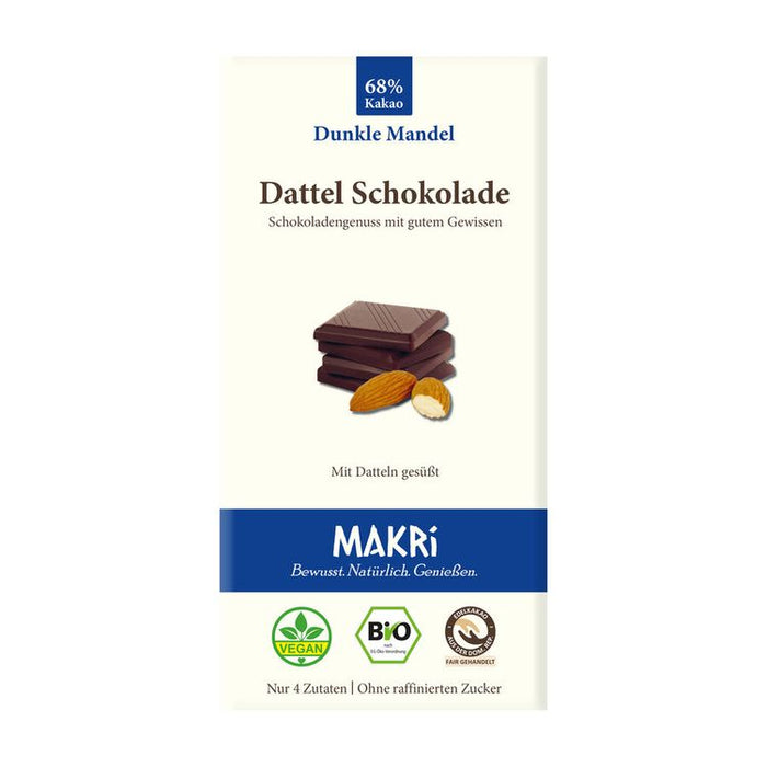 Makri - Bio Dattel Schokolade - Dunkle Mandel 68%, 85g