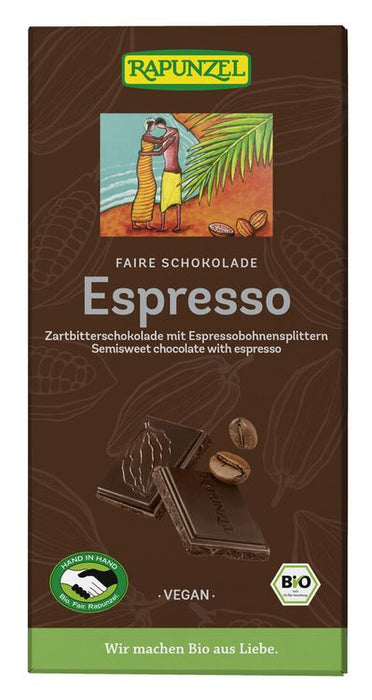 Rapunzel - Zartbitter Schokolade 51% Kakao mit Espressobohn, 80g