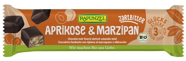 Rapunzel - Glücksstücke Aprikose & Marzipan Zartbitter, 50g