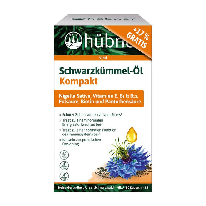 Hübner - Schwarzkümmel-Öl Kompakt Kapseln, Sondergröße 90+15 St.