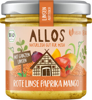 Allos - Linsen-Aufstrich Rote Linse Paprika Mango, bio, 140g