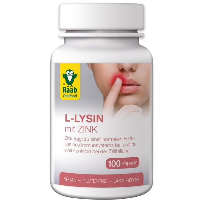 Raab Vitalfood - L-Lysin 100 Kapseln à 500 mg mit Zink, 50 g