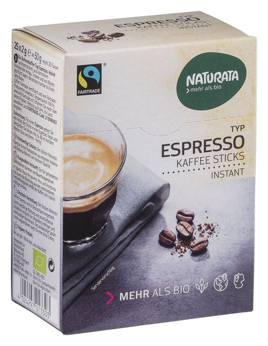 NATURATA Espresso Kaffee-Sticks Bohnenkaffee, instant 25x 2g