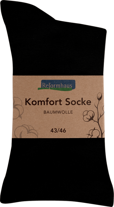 Reformhaus - Komfort Socke Baumwolle, Gr. 43 - 46 Schwarz
