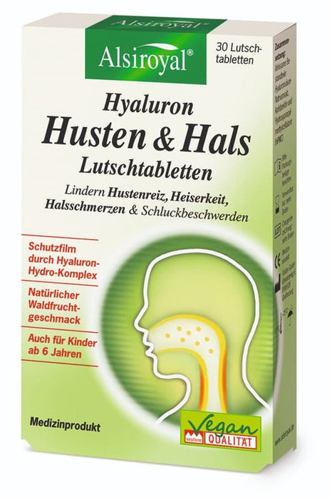 Alsiroyal - Hyaluron Husten & Hals Lutschtabletten 30Stk