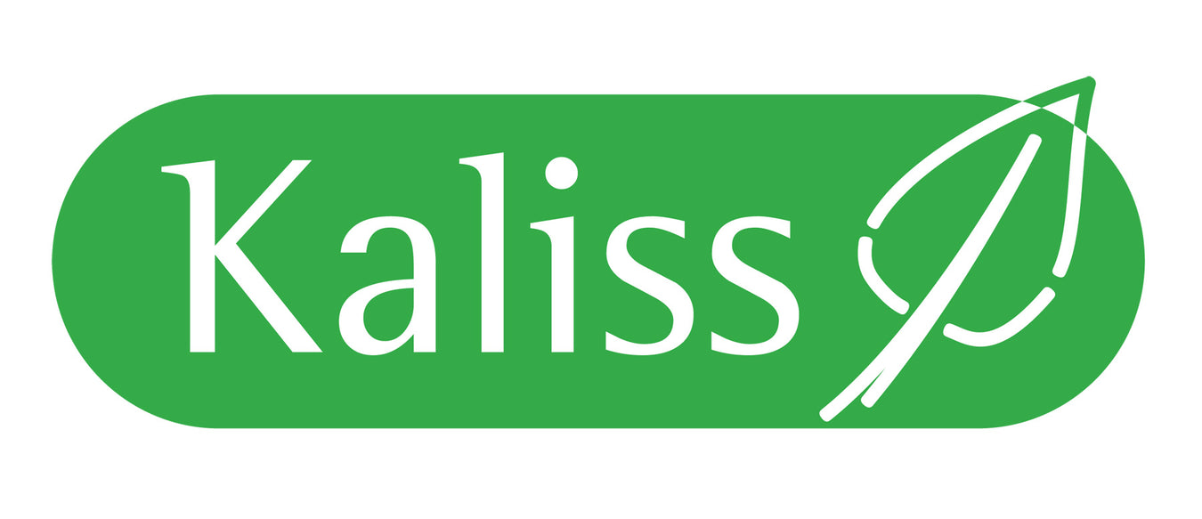 Logo des Reformhaus Kaliss. Stilisiertes Blatt am rechten Bildrand.