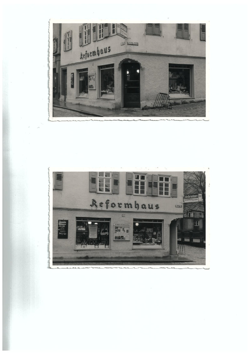 Alte Aufnahmen der ersten Geschäfte es Reformhaus Kaliss aus der Gründung
