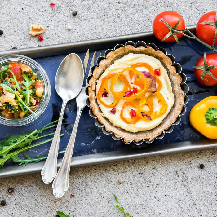 Dinkelflammkuchen mit Budwig-Rucola-Salsa