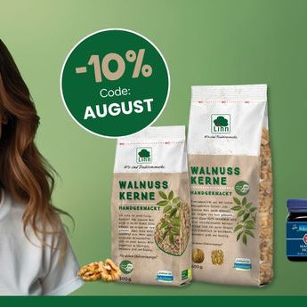 Rabattaktion auf Lihn und Reformhaus Produkte. Code: August
