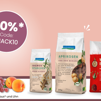 15. bis 31. Juli: 10 % auf Trockenfrüchte von Reformhaus und Lihn mit dem Code SNACK10