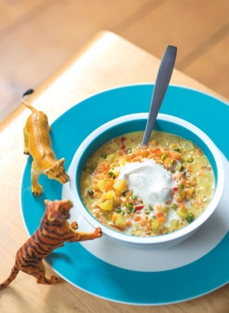 Linsen-Curry-Suppe mit Kokossahne