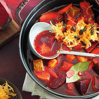 Rote-Bete-Eintopf mit Ingwer und Frischkost-Sauerkraut