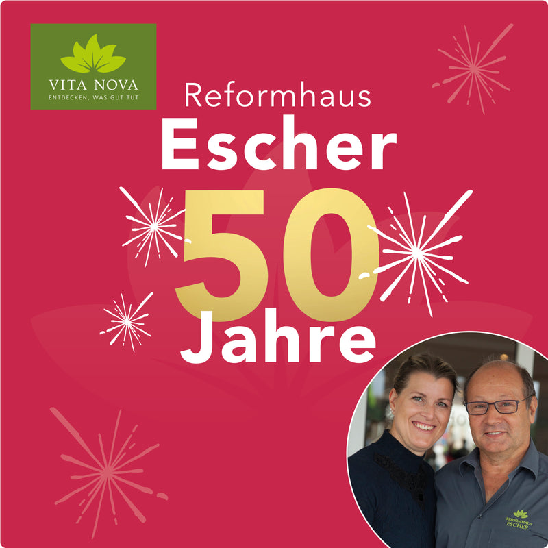 Vita Nova Reformhaus Escher Banner - 50 Jahre Jubiläum