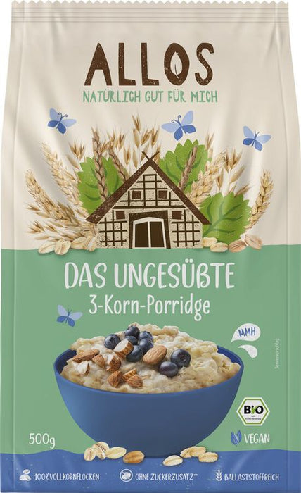 Allos - Das ungesüßte 3-Korn-Porridge bio vegan 500g