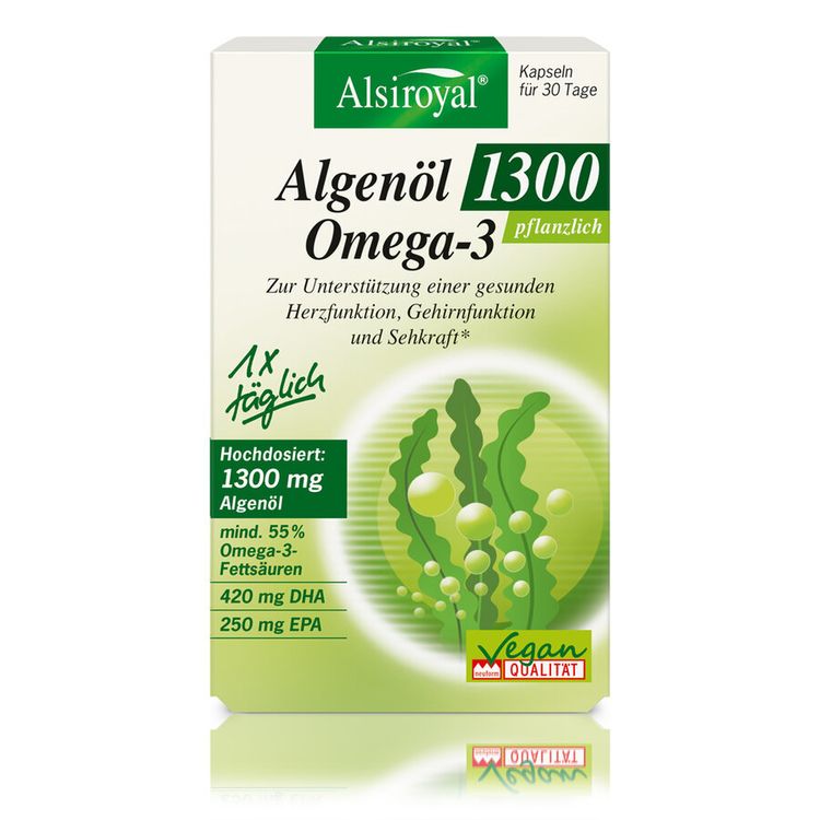 Alsiroyal - Algenöl 1300 Omega-3 Kapseln, 30 Kaps,