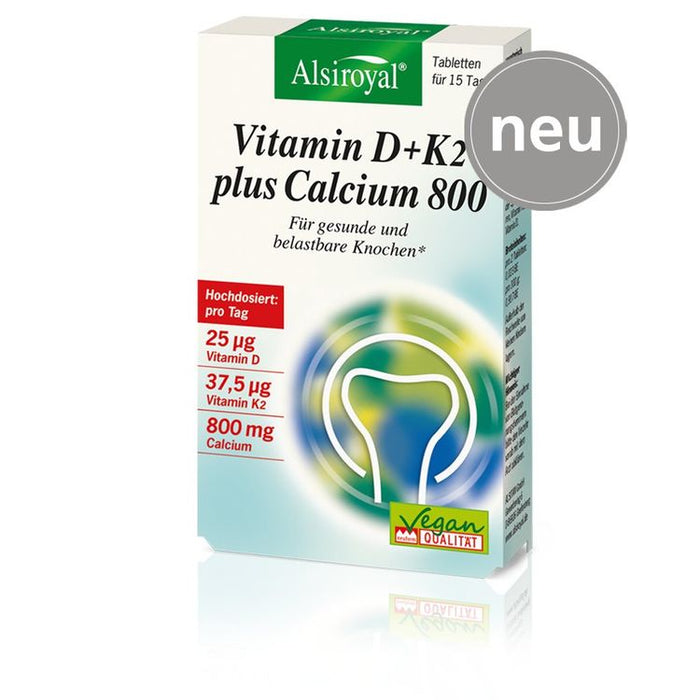 Alsiroyal - Vitamin D3 + K2 plus Calcium 800mg 30 Stück