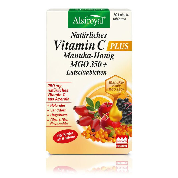 Alsiroyal - Natürliches Vitamin C PLUS Manuka-Honig MGO 350+ L, 30 Lutschtabletten