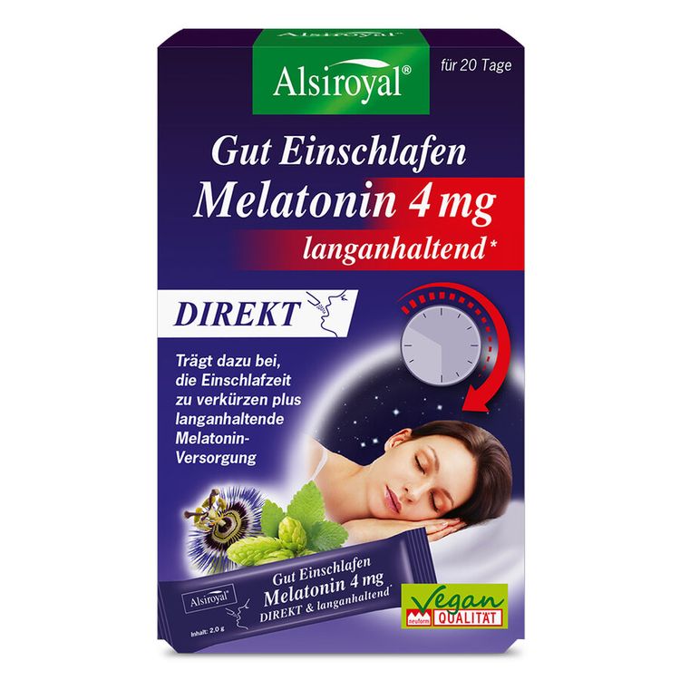 Alsiroyal - Gut Einschlafen Melatonin 4 mg DIREKT Sticks, 40g