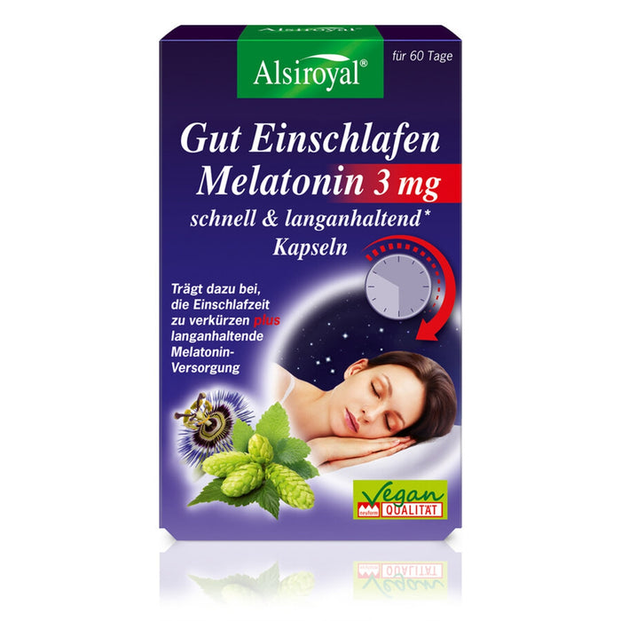 Alsiroyal - Gut Einschlafen Melatonin 3mg Kapseln, 60 Kaps