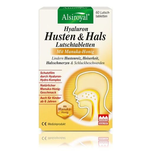 Alsiroyal - Hyaluron Husten & Hals Lutschtabletten mit Manuka, 60 Tabl.