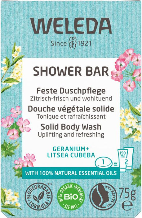 Weleda - Feste Duschpflege Geranium + Litsea Cubeba 75g