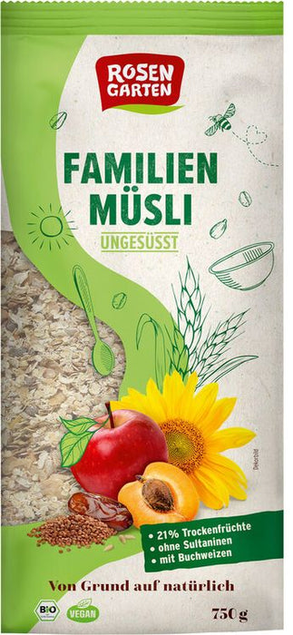 Rosengarten - Familien-Müsli ungesüßt, 750g