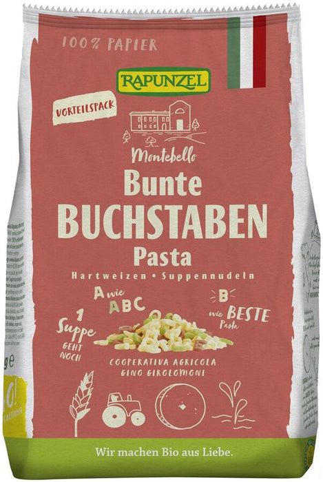 Rapunzel - Buchstaben Suppennudeln Semola bunt, 500g