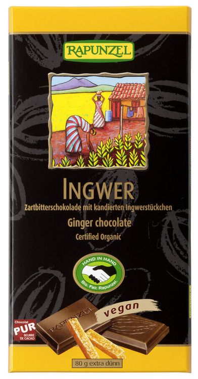 Rapunzel - Zartbitter Schokolade 55% Kakao mit Ingwer HIH, 80g