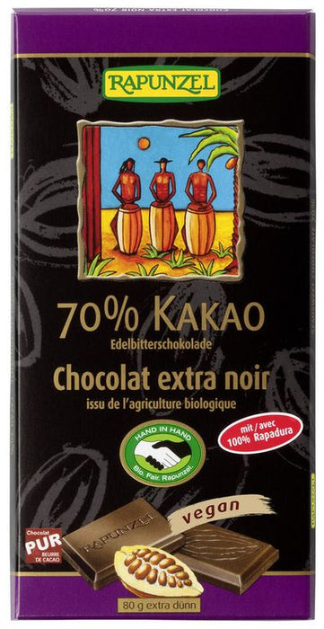 Rapunzel - Edelbitter Schokolade 70% Kakao (Rapadura) bio 80g