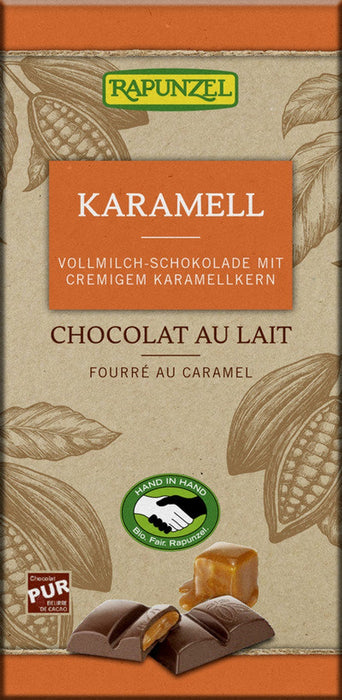 Rapunzel - Vollmilch Schokolade mit Karamellfüllung bio, 100g