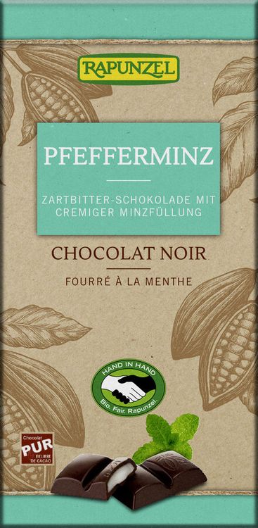 Rapunzel - Zartbitter Schokolade mit Pfefferminzfüllung HIH, 100g