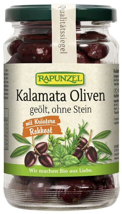 Rapunzel - Oliven Kalamata mit Kräutern, ohne Stein, geölt, 170g