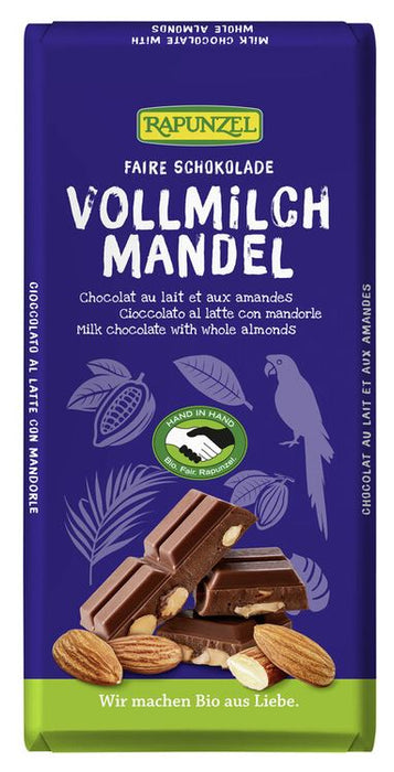 Rapunzel - Vollmilch Schokolade mit ganzen Mandeln bio 200g