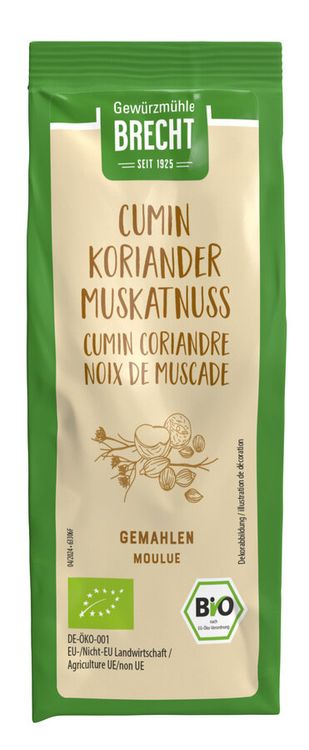 Brecht - Cumin Koriander Muskatnuss gemahlen bio, Nachfüllbeutel, 50g