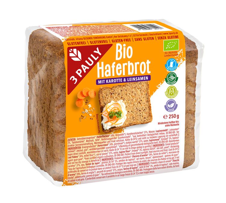 3PAULY - Haferbrot Karotte/Leinsamen bio, 250g