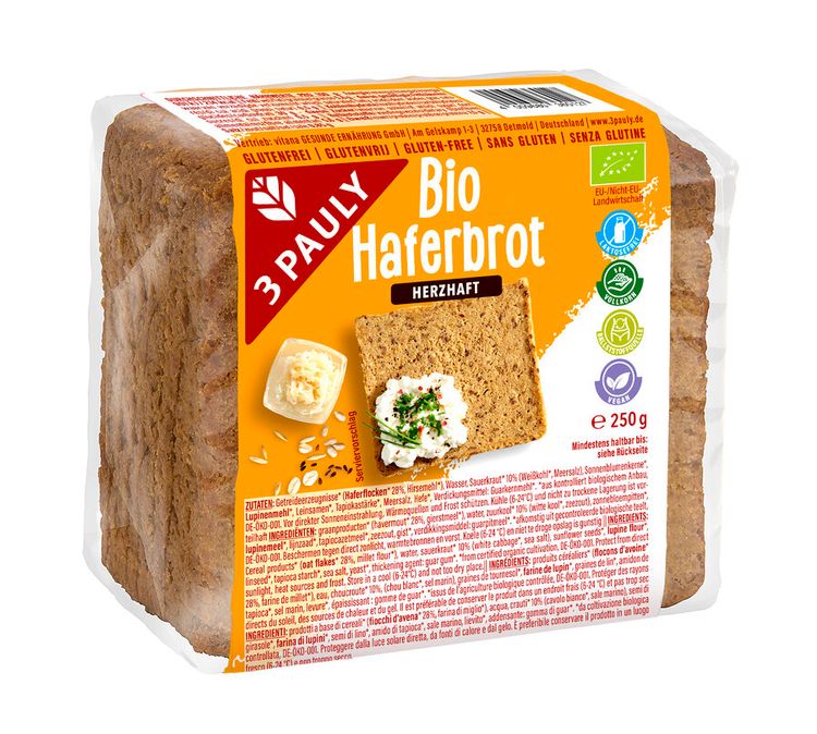 3PAULY - Haferbrot bio, herzhaft, 250g